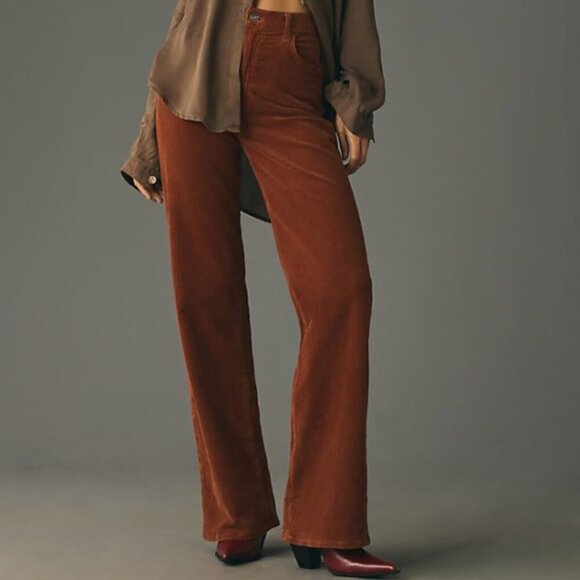 Agolde Harper Mid-Rise Relaxed Straight Corduroy Jean Saddle - Picture 1 of 11